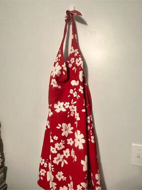 Red & White Floral  reversible dress